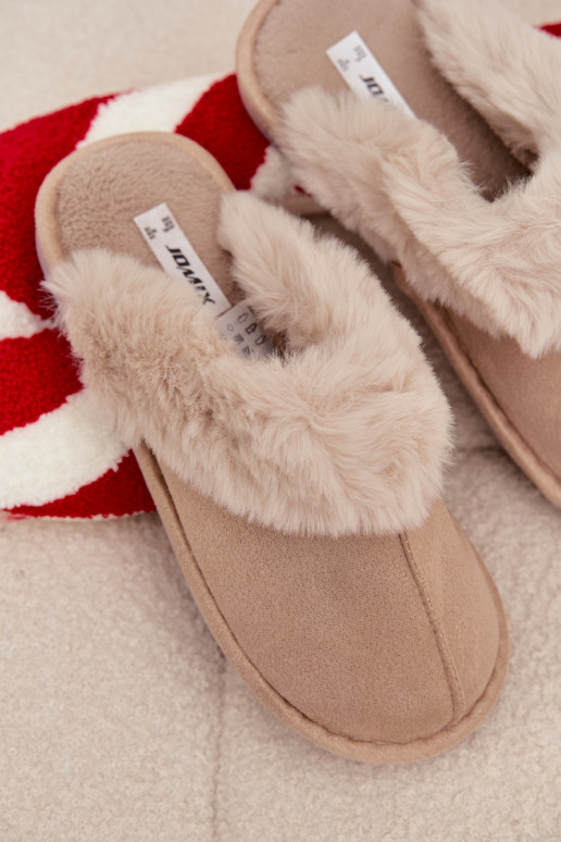 Slippers Dames met bont beige Carisse