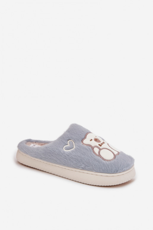 met bont Slippers Met Beer blauIn Noralie