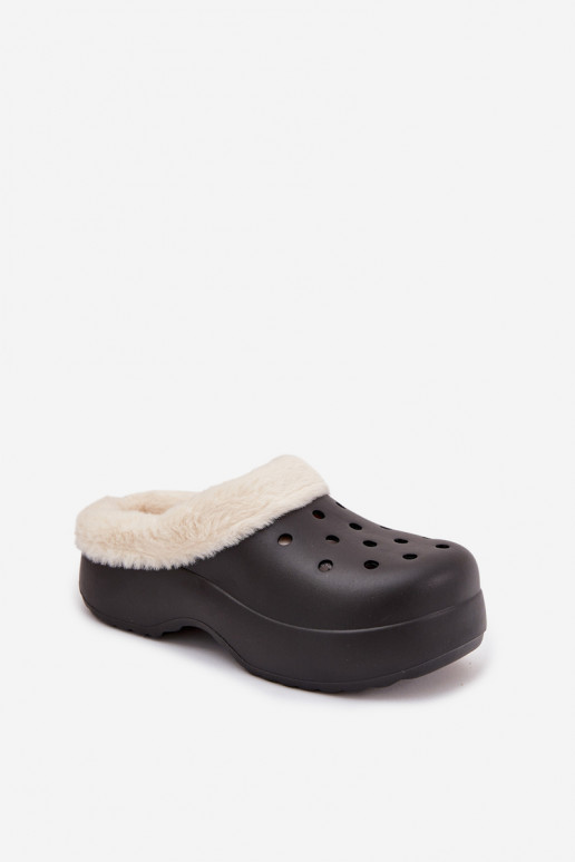 LichtgeInicht pantoffels Damespantoffels opInarmen met bont erin zInart Palvine