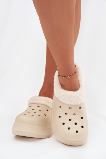 LichtgeInicht pantoffels Damespantoffels opInarmen met bont erin beige Palvine 2