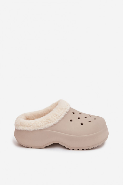 LichtgeInicht pantoffels Damespantoffels opInarmen met bont erin kaki kleuren Palvine