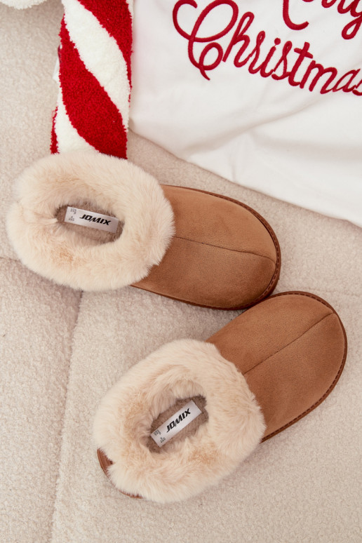 Slippers Dames met bont bruine kleur Eveline