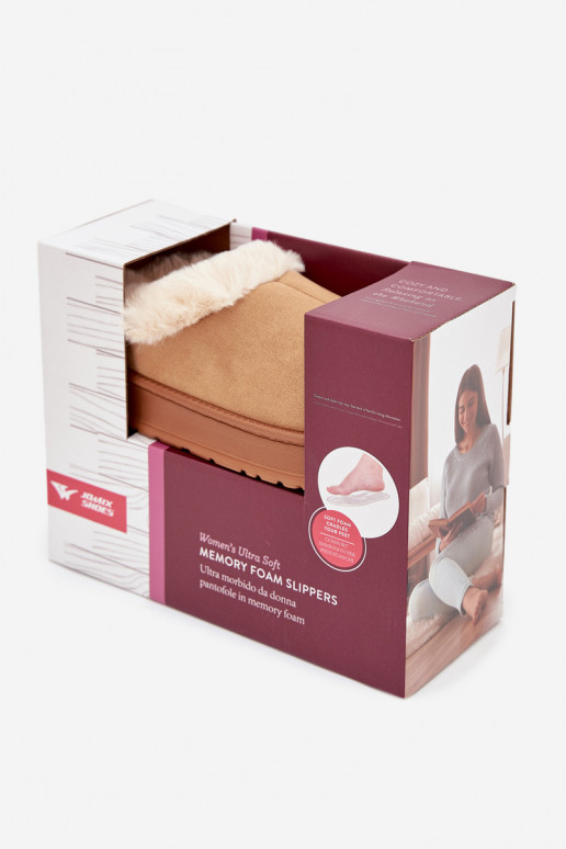 Slippers Dames met bont bruine kleur Eveline