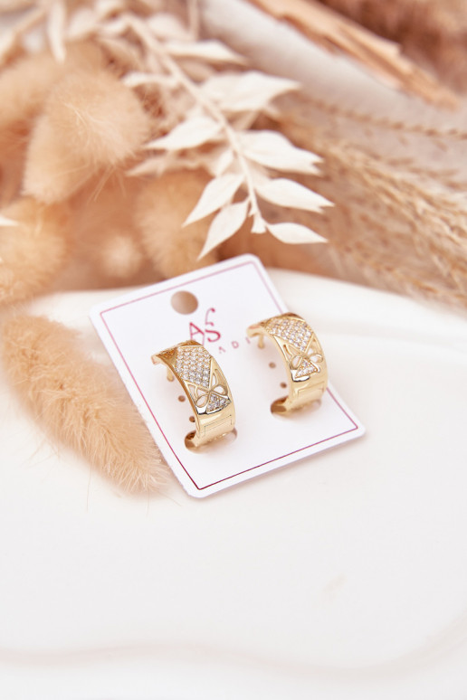 met stijlvolle detailsi Dames Stal Chirurgiczna met sprankelende gaten gouden kleur