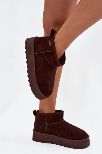 lage sneeuwlaarzen met platform Big Star OO274A101 in chocolade kleur