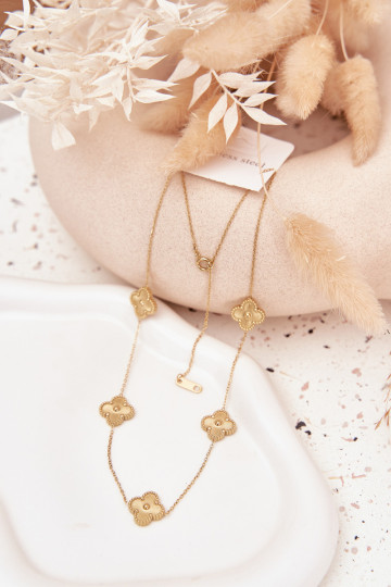 RVS gouden ketting met bloemenmotief 2