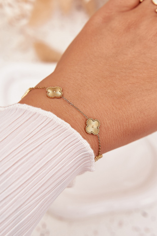 Armband uit roestvrij staalmet bloemmotievenuszkami gouden kleur
