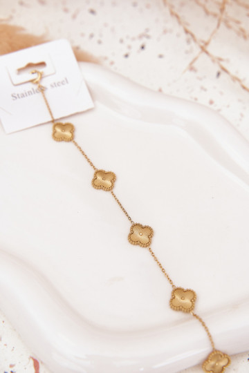 Armband uit roestvrij staalmet bloemmotievenuszkami gouden kleur 2