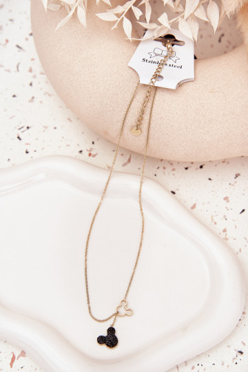 Ketting uit roestvrij staal muis Miki gouden kleur