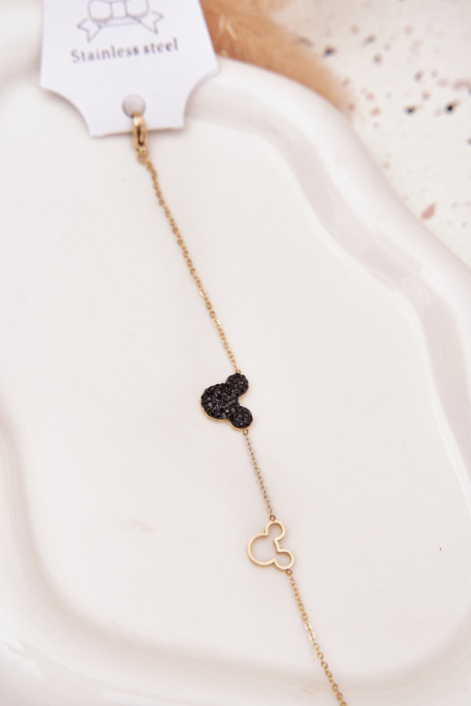 Armband uit roestvrij staal muis Miki gouden kleur