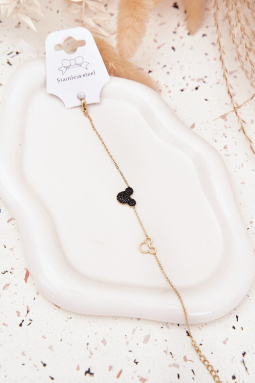 Armband uit roestvrij staal muis Miki gouden kleur