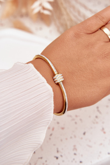Vrouwen RVS gouden armband met sprankelende steentjes