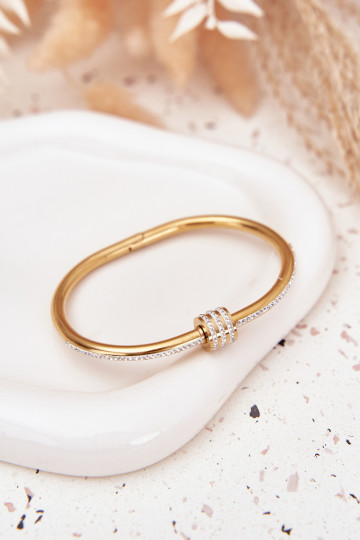 Vrouwen RVS gouden armband met sprankelende steentjes 2