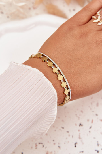 RVS gouden armband versierd met zirconia