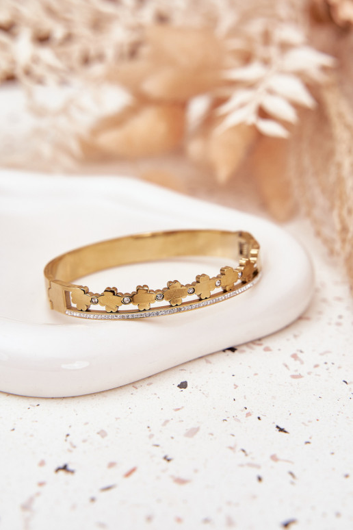 Armband uit roestvrij staal Ozdobiona Cyrkoniami gouden kleur