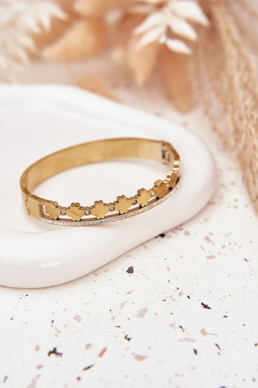 Armband uit roestvrij staal Ozdobiona Cyrkoniami gouden kleur