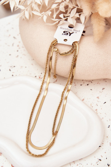 Dubbele ketting Gemaakt van chirurgisch staal gouden kleur 2