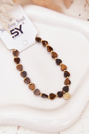 Armband Harten Gemaakt van chirurgisch staal Bruin 2