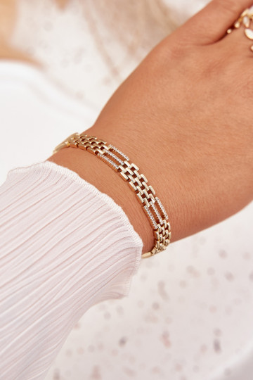 Armband Dames Gemaakt van chirurgisch staal met sprankelende gaten gouden kleur