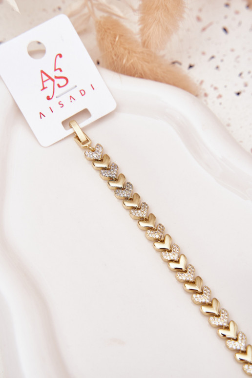 Armband Dames Harten met sprankelende gaten gouden kleur