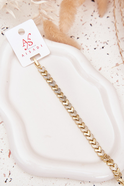 Armband Dames Harten met sprankelende gaten gouden kleur