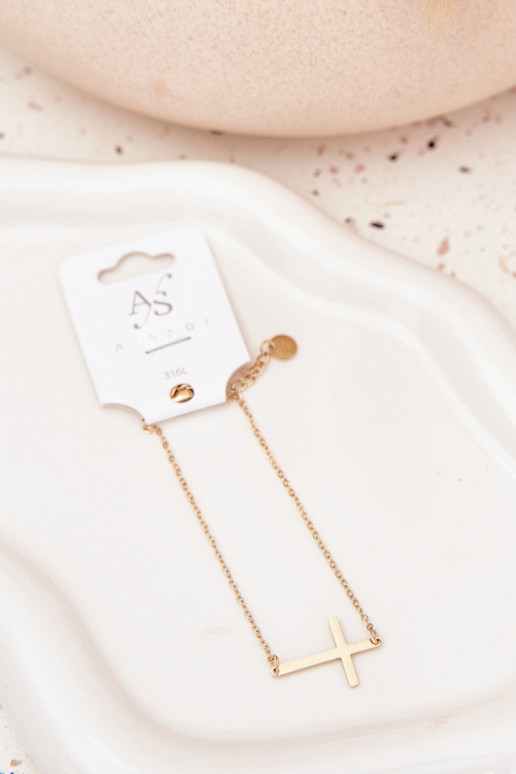 Armband Met een kruis Stal Chirurgiczna gouden kleur