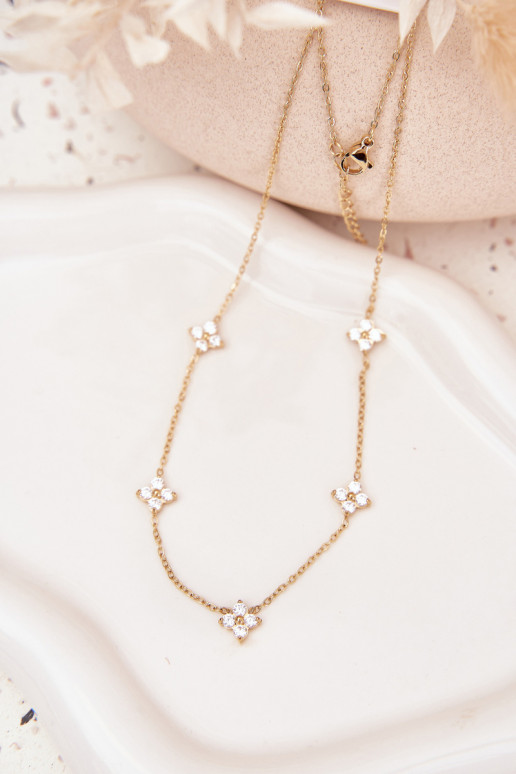 Nekloos VrouInelijkmet bloemmotievenuszkami Stal Chirurgiczna gouden kleur