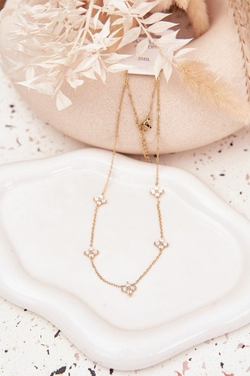 Nekloos VrouInelijkmet bloemmotievenuszkami Stal Chirurgiczna gouden kleur