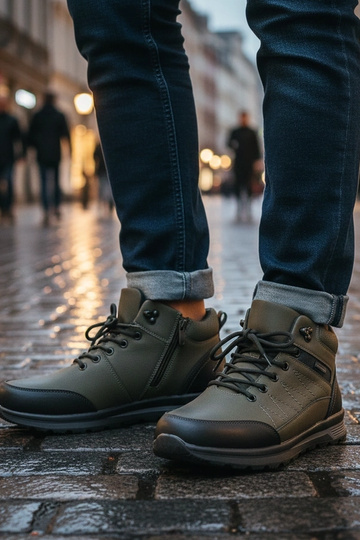 Groene heren sneakers, gevoerd met bont Mack