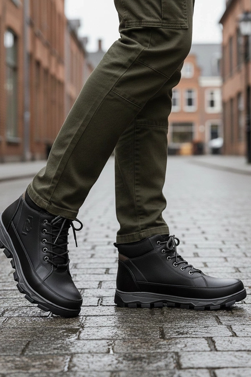 Zwarte heren, gevoerde sneakers Elias