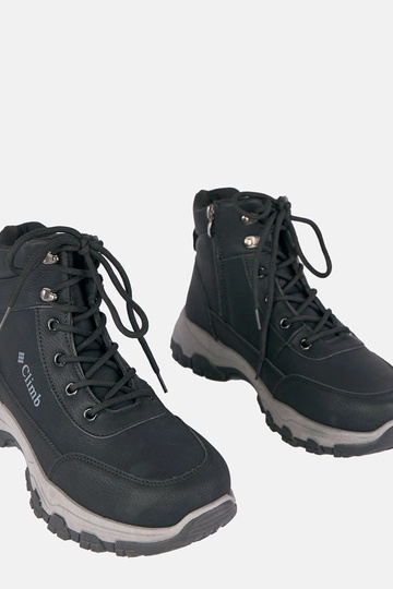 Zwarte heren, gevoerde sneakers op een verhoogde zool Pedro 2