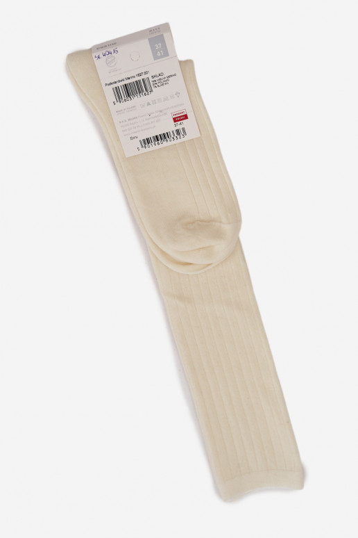 Lange merino wol sokken in ivoorkleur