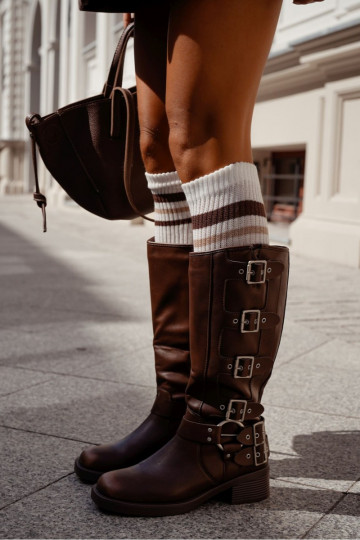 PodkolanóInki Dames IN Prążek Met Strepen ivoor