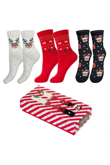 Kerstkousen set voor dames in doos, 3 paar 2
