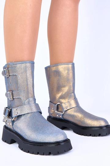 Blauwe laarsjes met gouden...