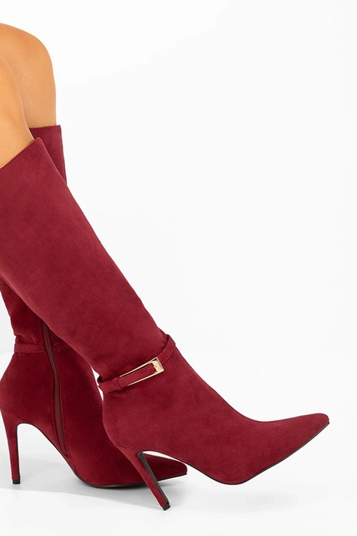 Bordeaux kleurige laarzen met dunne...