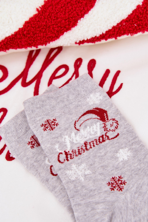 Sokken Dames Kerstmis SneeuInvlokken met de inscriptie grijs