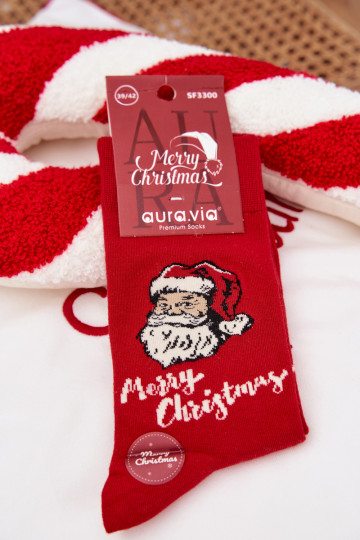 Skarpety Het heeftnnen Kerstmis Met Kerstman Merry Christmas rood