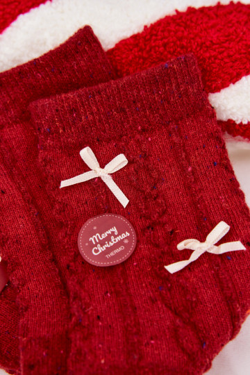 Sokken Dames Kerstmis met linten INełna Alpaca rood