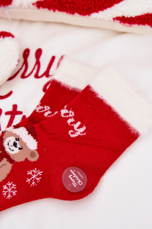 Kerst sokken Kinderen met bont I teddyberenm I INełna Alpaca rood