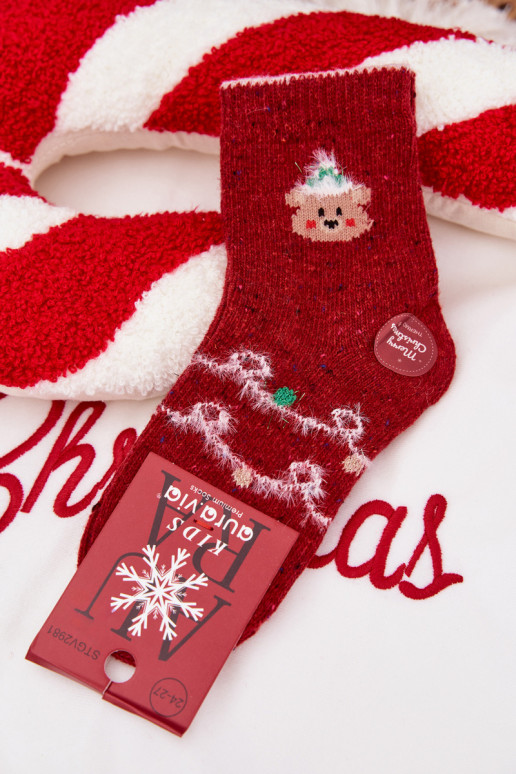 Kinderen Kerstmis Sokken Met Beer INełna Alpaca rood