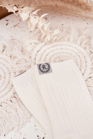 Katoenen sokken met strepen Dames ivoor