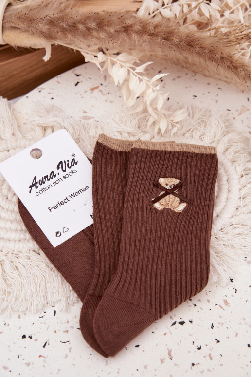 Katoenen sokken met strepen Met Beer CzekoladoIne