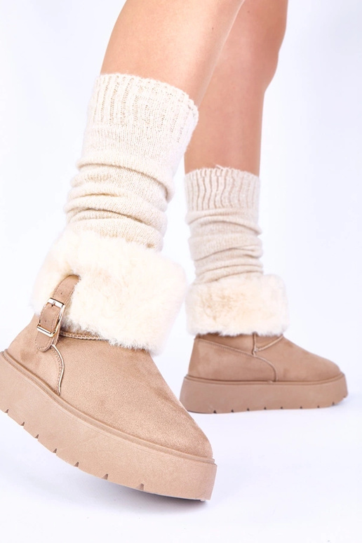 Donkerzandkleurige sneeuwschoenen met...