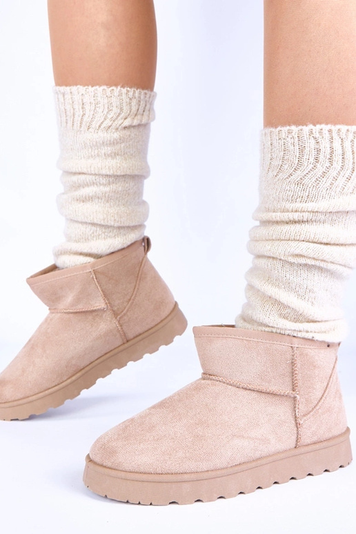 Zandkleurige sneeuwschoenen met bont...