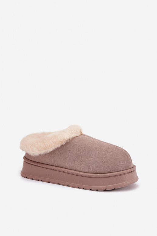 Slippers Dames met bont kaki kleuren Eveline