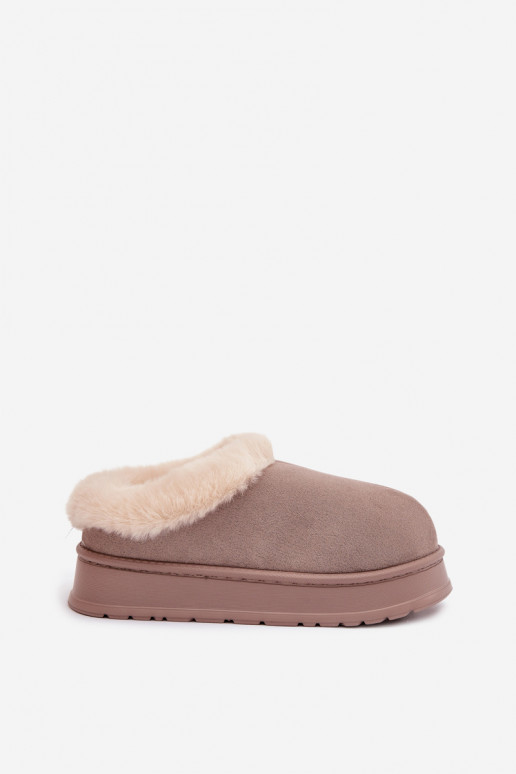 Slippers Dames met bont kaki kleuren Eveline