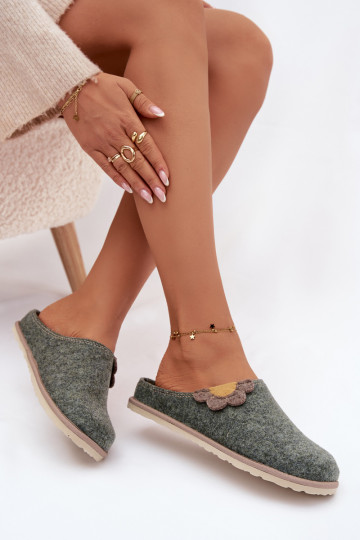 Slippers Dames Met een bloem Inblu CS000043 groene kleur