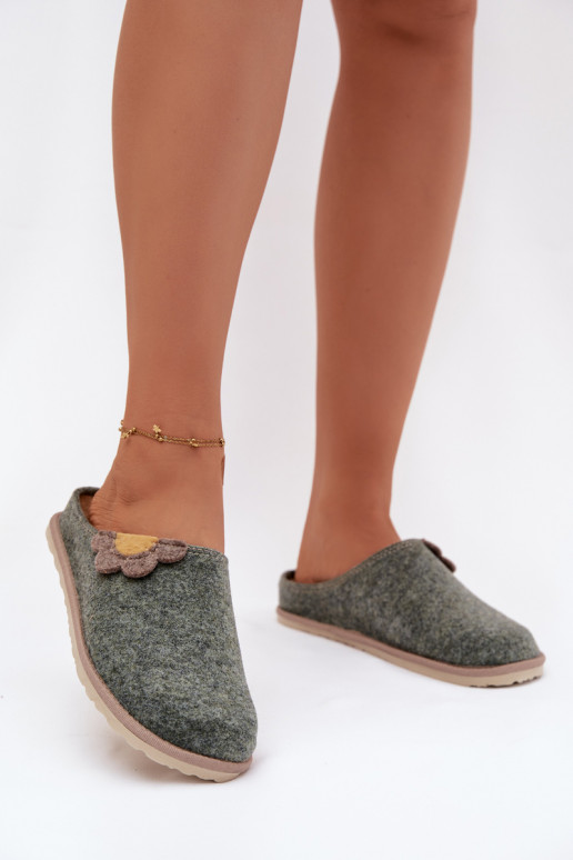 Slippers Dames Met een bloem Inblu CS000043 groene kleur