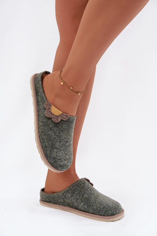 Slippers Dames Met een bloem Inblu CS000043 groene kleur